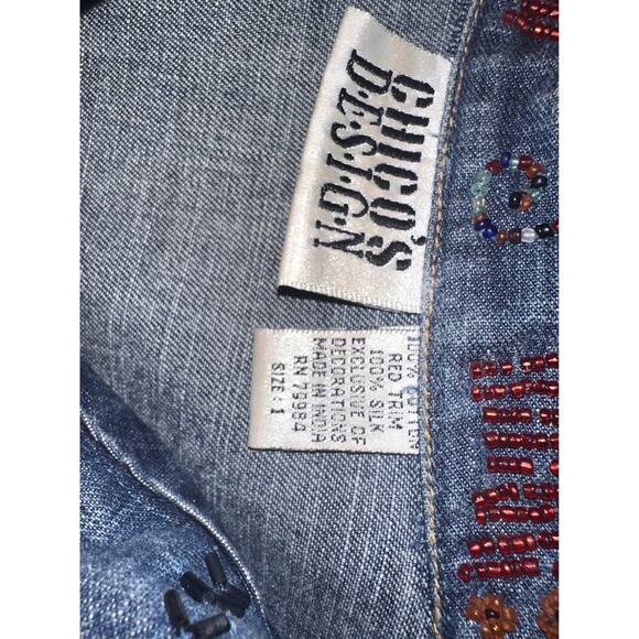 Chicos Design vintage Beaded 90’s Denim Jacket (size 1 Chicos/Medium womens) - Picture 10 of 10